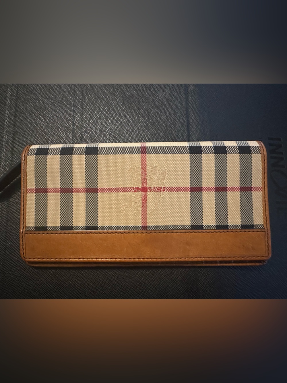 Vintage Burberry Classic Plaid Long Wallet in Beige and Brown